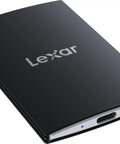 2TB Portable SSD SL500 USB 3.2 Gen 2x2 Up To 2000 MBps Read 1800 MBps Write Slim And Sleek External Drive For Type C Laptops iPhone 15 To 16 Android Phones Tablets PS5 Xbox Black, showing black aluminum design with USB-C port