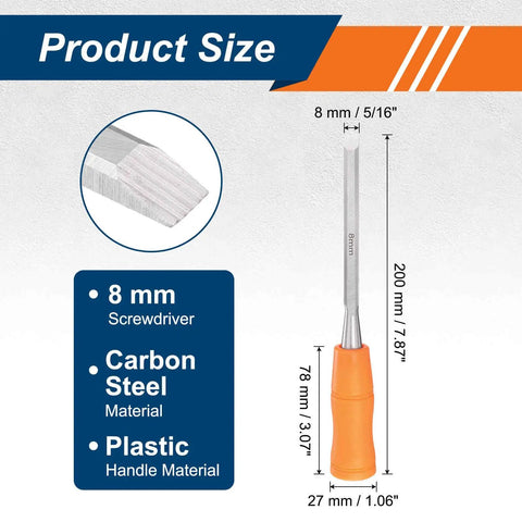5 16th Inch Carbon Steel Beveled Edge Wood Chisel With Plastic Non Slip Handle Orange Grip For Woodworking Carving And DIY Projects