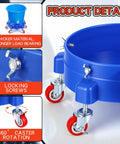 Close-up of the Get This 5 Gallon Bucket Dolly Cart with Swivel Casters showcasing locking screws and 360° caster rotation.