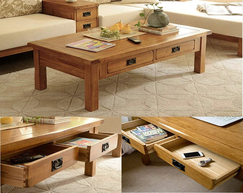 Wood coffee table with side drawers, featuring Set Of 2 Vintage Antique Bronze Drawer Ring Pull Handles Knobs For Dresser Cabinet Door Furniture Drawers Mission Hardware In Black Finish Size 95 By 52 Millimeters Center To Center 3 Inches.