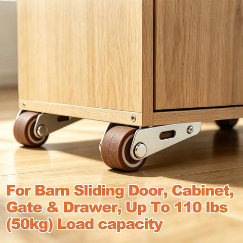 Heavy Duty Vertical Track Roller Wheels For Sliding Doors Built Badass To Kill Sagging Drag, close-up of wheels on cabinet