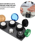 Stainless Steel Watch Oil Dip Tool With Lid Four Eye Oil Dish for precision lubrication in horology, showing lids open and tool in use.
