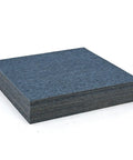 Stack of blue 20 Pack 20x20 Inch Carpet Tiles With Stickers, Reusable, PVC Backed, Slip-Resistant, Waterproof, for home office floors