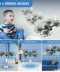 Kid Friendly 1080P HD FPV Mini Drone With Camera For Boys And Girls RC Quadcopter flying indoors with child playing