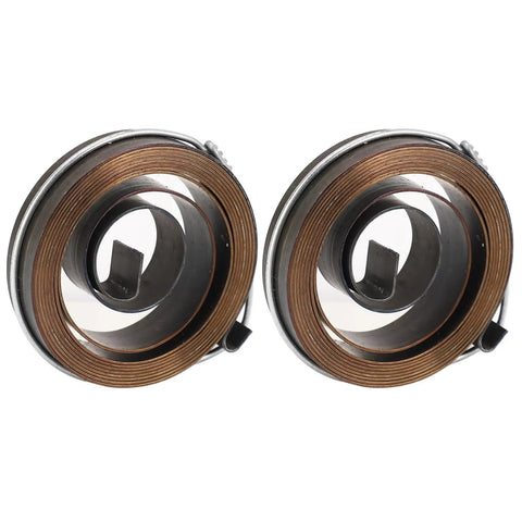 Two Piece Chrome Plated Drill Press Quill Return Spring Kit Built From Rugged Beefy Heavy Duty Spring Steel displayed side by side