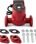 Top Shelf Hot Water Circulation Pump Replacement 103400 Hydronic Heating Boiler System 115 Volt showing red cast iron pump and accessories.