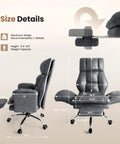 Size details for Big And Tall Office Chair With Flip Armrests For Pets And Cross Legged Sitting Boss Level Ergonomic Computer Gaming Chair