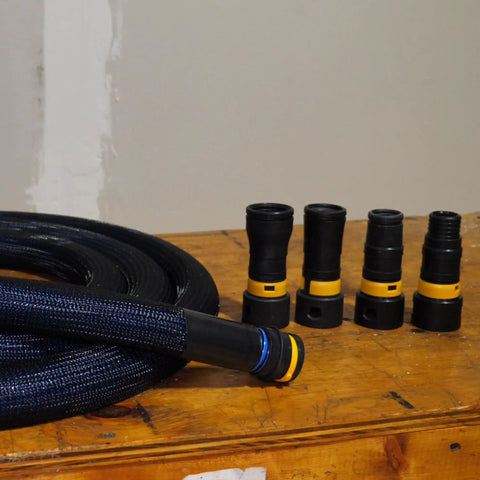 Antistatic Vacuum Hose With Non Snag Protective Wrap And Heavy Duty Multi Brand Power Tool Adapter Set For Shop Vacs 10 Ft Hose