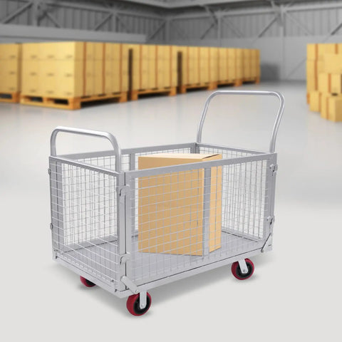 4 In 1 Beefy Heavy Duty Platform Cart With Cage 40 By 24 Inches 440 Lb Capacity Foldable Steel Hand Cart with box