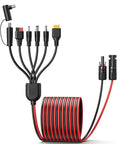 All-In-One 7-In-1 Solar Panel Adapter Kit With 3.6 Ft 12AWG MC4 Cable To DC 8mm XT60 And Anderson Connectors