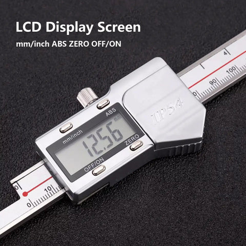 Digital Caliper With Hook For Inside Groove Width And Bore Measurement, 3-150 Millimeter Range, 0.01 Millimeter Resolution, LCD display
