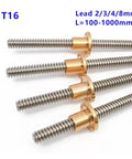 Badass T16 Tr16 Trapezoidal Lead Screw With Sick Precision Threads for 3D Printers and CNC Routers, 100-1000 mm lengths.