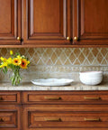 Kitchen cabinets with Six Pack Antique Brass Cabinet Pulls and Drawer Handles on wooden drawers