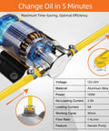 Heavy Duty Electric Oil Extractor Pump Delivers No Sweat Fluid Swaps Up To Four Liters Per Minute with aluminum alloy design and yellow hoses.