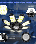 Crazy Bright 25000LM Garage Light With 8 Flexible Panels And Center Spotlight 6500K LED Bulb with E26 E27 Socket design features