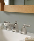 Spot Resist Brushed Nickel Two Handle Widespread Bathroom Sink Faucet With Valve Included Flexible 8 to 16 Inch Installation Duralock