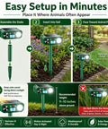 Solar Ultrasonic Deer Repellent With Motion Sensor and Flash Light for Outdoor Garden Yard Protects Flowers Vegetables and Plants From Deer Cats and Rabbits, green stake setup