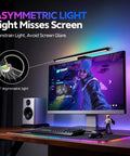 RGB Monitor Light Bar For Eye Care With Four Modes And Color Temperature Adjustable From 2900K To 6000K USB Powered Reading Lamp No Glare Flicker Free Space Saving For All Monitors on a gaming desk setup