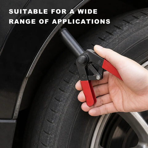 Heavy Duty Rivet Gun Kit For Auto Jobs, 31 Piece Hand Riveter Set With 3 Size Blind Rivets, Steel Construction, Deep Reach Head For Tight Spots, Pro Grade Car Door Panels And Automotive Fastening used near a tire
