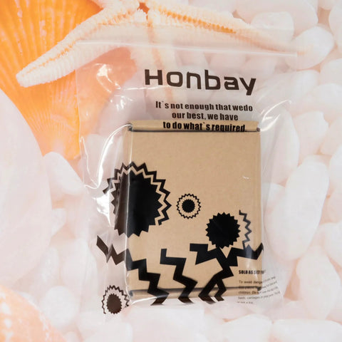 Front view of Honbay Quilting Guide Bar packaging in a clear bag; brown cardboard box with black graphics.