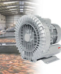 Heavy Duty Industrial Regenerative Blower For Pond Aeration And Pool Oxygenation 7.5Kw With Dust Filter installed in a fish pond.