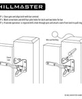 Illustration showing Heavy Duty Beefy Self Locking Gate Latch For Wooden Fences With Automatic Gravity Lever Longer Fasteners And Pull String Black Finish Ideal For Secure Pool And Garden Gates Inward Or Outward Swing installation process