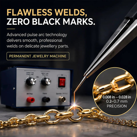 Jewelry Spot Welder With Pulse Sparkle Technology Pro Grade Portable Soldering Machine showing precise necklace repair