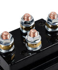 Close-up of terminals on Beefy 12V 500A Winch Solenoid Contactor Relay Replacement For 8000 To 12000 Lbs ATV UTV 4WD 4X4 Winches
