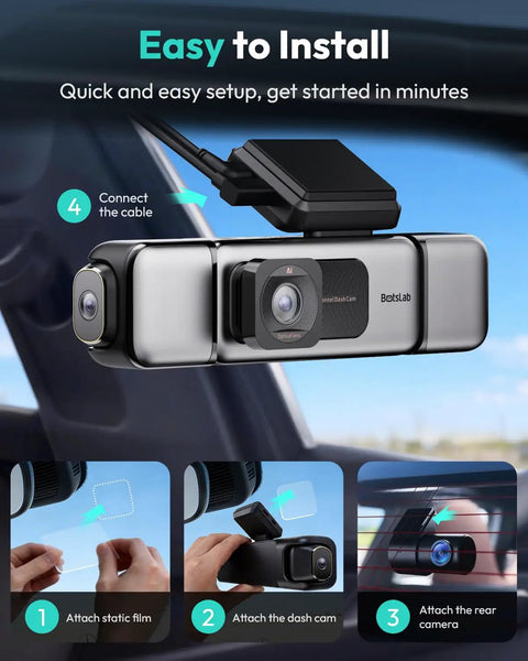 Crystal Clear 3K 4 Channel Dash Cam With 360 Degree All Sides View Front And Rear Inside Car Camera setup guide