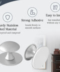 No Drill Self Stick Cabinet Knobs Set Of 4 In Silver Stainless Steel For Dresser Drawers Medicine Cabinets Cupboards Glass Doors And Terrarium Lids Easy Install No Tools Needed Money Saving Time Saving, adhesive knob close-up