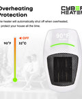 Portable Space Heater With Remote, 500W Ceramic Electric Heater showing overheating protection feature and temperature display.