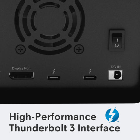 32TB RAID Thunderbolt 3 Desktop Storage With Dual 16TB Drives, USB C Gen 2 Support, Mac And Windows Ready For 8K Filmmaking And VFX, Beast Pro Grade Storage With Certified Cables For Seamless Setup. Rear ports and Thunderbolt 3 interface