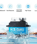 Beefy 35Kg Digital RC Servo With All Metal Gear Coreless Motor Waterproof For RC Robots Cars Trucks 270 Degree Control shown with water resistance