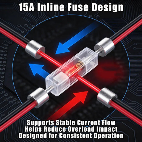 Beefy 16 AWG CB Radio Power Cord With Inline Fuse, 3 Pin Plug Cable showing stable output feature in heat, for mobile CB ham radios.