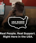 Customer service representative on phone at Air Lift USA-based support center.
