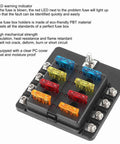 8 Way Waterproof Fuse Block With LED Indicators For Car Boat And Marine Use Sealed Screw Nut Terminals Built Tough Weatherproof Electrical Distribution Box With Colorful LED Fuses