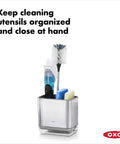 Real Handy Stainless Steel Sink Caddy Keeps Sponges And Brushes Neat And Within Reach with utensils in a modern design