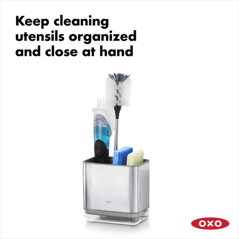 Real Handy Stainless Steel Sink Caddy Keeps Sponges And Brushes Neat And Within Reach with utensils in a modern design