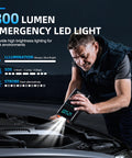 Person using All-In-One Portable Car Jump Starter With Air Compressor, 6000A Jump Box With LED Lights, 160 PSI at night