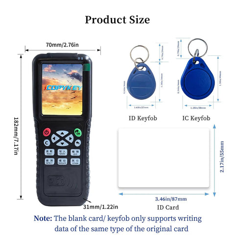 All In One Multi Frequency RFID Reader And Writer X100 For Boss Level Access Control with key fobs and card dimensions