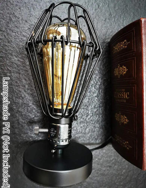 Vintage Edison Desk Lamp With Industrial Loft Vibe, E26/E27 Plug In On Off Switch, Black Metal Base, Retro Decor