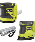 Cordless Power Sander Accessory Bundle For 18V Ryobi With 5 Inch Random Orbit Sander And Corner Cat Sander DIY Friendly Finish Sanding Kit Pocket Flashlight Tools Only No Battery Included Bare Tool Pack For DIY Projects