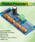 16 Channel PCA9685 PWM Servo Driver Board I2C Module For Arduino And Raspberry Pi, 12 Bit Resolution, Product Parameters