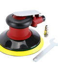 Air Random Orbital Palm Sander For Pros with 6 inch backing plate, dual action, wrench, and air fitting, smooth finish tool