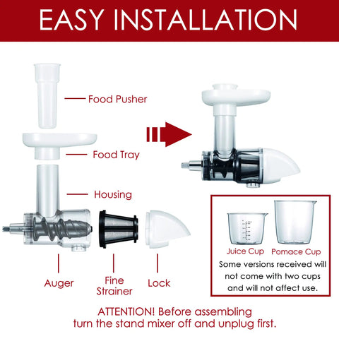 Easy installation guide for Turn Your Stand Mixer Into A Legit Slow Juicer With This Masticating Attachment, Extract Nutritious Juice
