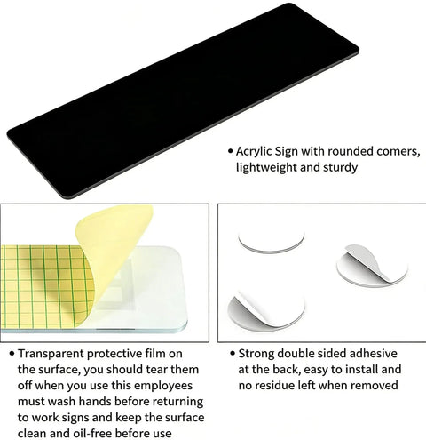 Warehouse Drop Zone Fade Resistant Acrylic Sign Self Adhesive Dock Gate Message showing tear-off film and double-sided adhesive.