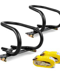 7 Inch Motorcycle Wheel Chock and E Track Ratchet Strap Bundle, Built Tough Heavy Duty Steel Wheel Stabilizer for Trailers and Trucks