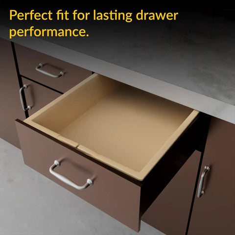 Durable Plastic Drawer Insert For Cabinets And Pantry, 15 Inch Wide By 4 Inch High, in wooden kitchen drawer open view