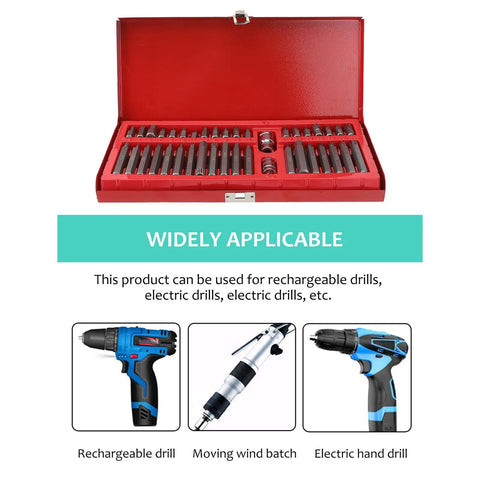 Heavy Duty Hexagon Wrench Set With Ratchet Socket Combo Featuring Spline And Star Bits Solid Metric Driver Kit in red case