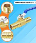 Brass Hose Barb Ball Valve Kit Five Eighths Inch Shut Off Valve With Stainless Steel Clamps Heavy Duty And High Temperature